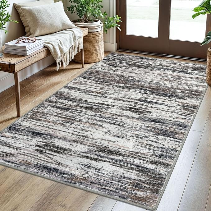 3x5 Modern Abstract Area Rug for Entryway, Low-Pile Door Mat Indoor for Living by SiiloomRug