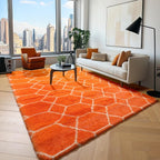 ONASAR Area Rugs for Bedroom Living Room, Washable 4x6 Fluffy Orange and White - Image 9