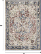 RUGGABLE Washable Vintage Area Rug – Kamran Royal Blue 5x7, Stain-Resistant - Image 2