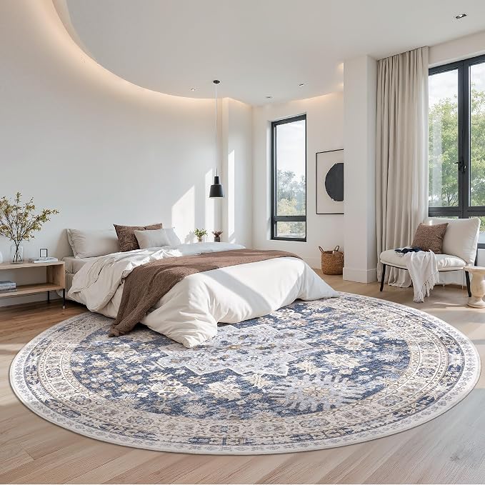 zesthome 9ft Round Rugs for Living Room, Non-Slip Washable Round Area Rugs - Image 7