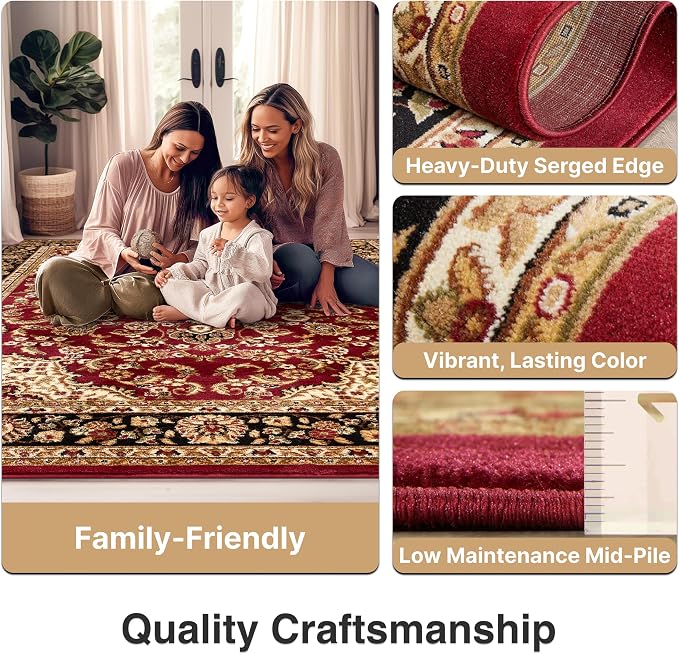 Well Woven Barclay Collection Medallion Kashan Red 8x10 Area Rug - Image 9