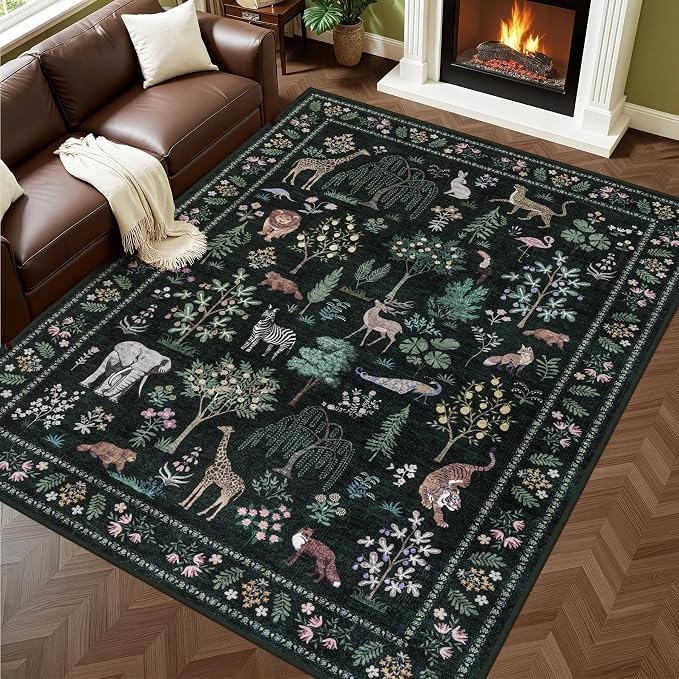 6x9 Area Rugs Living Room Rug: Vintage Washable Rug Floral Soft Carpet Indoor by Unknown