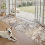 Washable Runner Rug for Hallway: 2.6x10 Neutral Modern Abstract Low Pile Area - Image 5