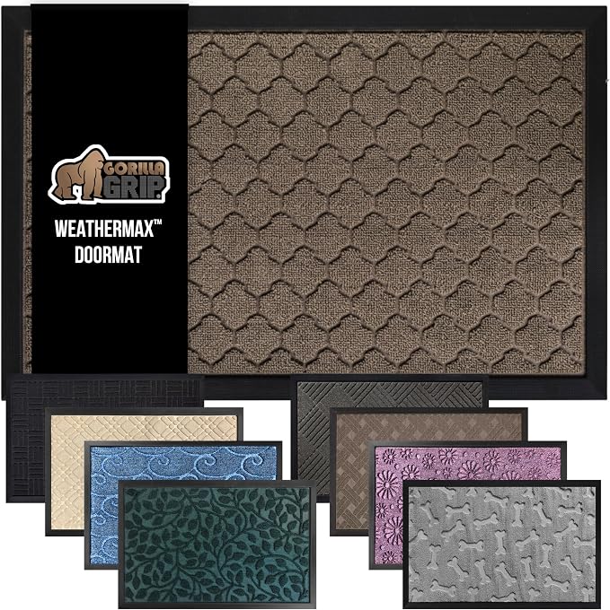GORILLA GRIP 100% Waterproof All-Season WeatherMax Doormat 35x23, US Designed by GorillaGrip