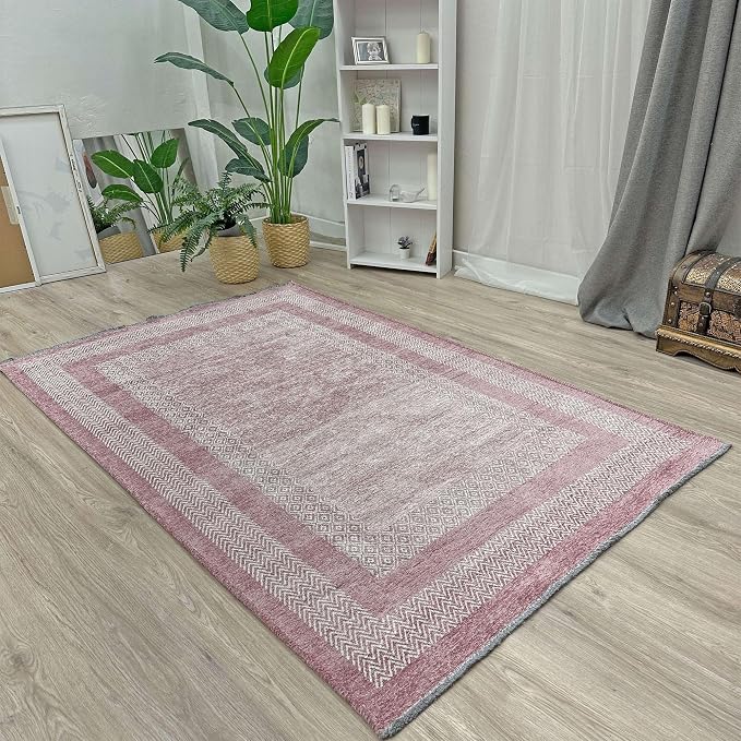 Alfa Rich 5x8 Mauve Lilac Washable Area Rugs - Image 2