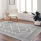 Mark&Day Wool Rugs, 9x12 Nishnabotny Cottage Dark Gray Area Rug, Bedroom or by MARKDAY
