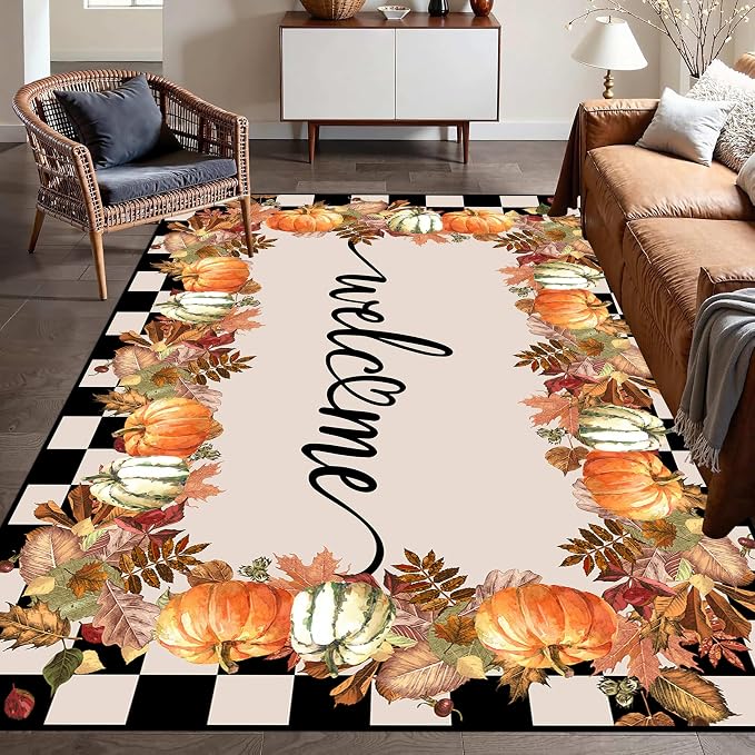 Checkered Area Rugs, Entrance Rubber Non Slip Breathable Fall Rug - Image 4