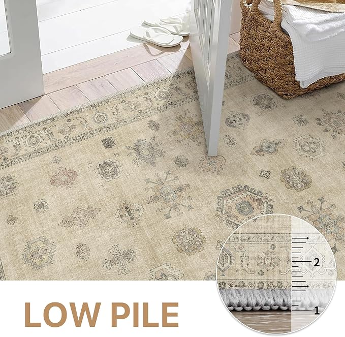 GENIMO 5x7 Area Rugs for Living Room, Machine Washable Non Slip Vintage Retro - Image 4