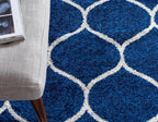 Rugs.com Lattice Frieze Collection Rug – 8' x 10' Oval Navy Blue Medium Rug - Image 5
