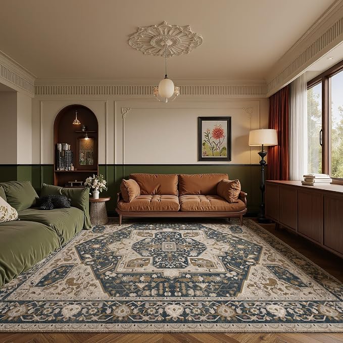 EnHomee 5x7 Area Rugs Washable for Bedroom, Boho Vintage Rugs, Foldable Area - Image 4