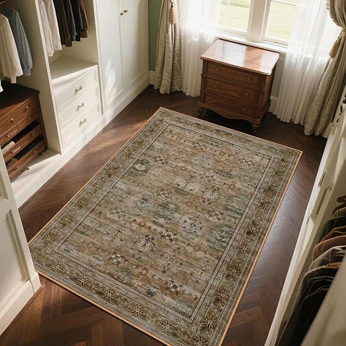 5x7 Washable Area Rug for Living Room Dining Room, Distressed Non Slip Vintage - Image 6