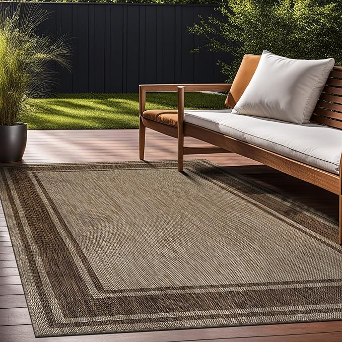 Beverly Rug Outdoor Rug 6x9 Modern Bordered Area Rugs - Image 5