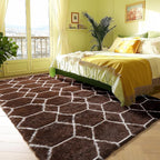 ONASAR 5x7 Area Rugs for Living Room Bedroom, Washable Fluffy Brown and White - Image 4