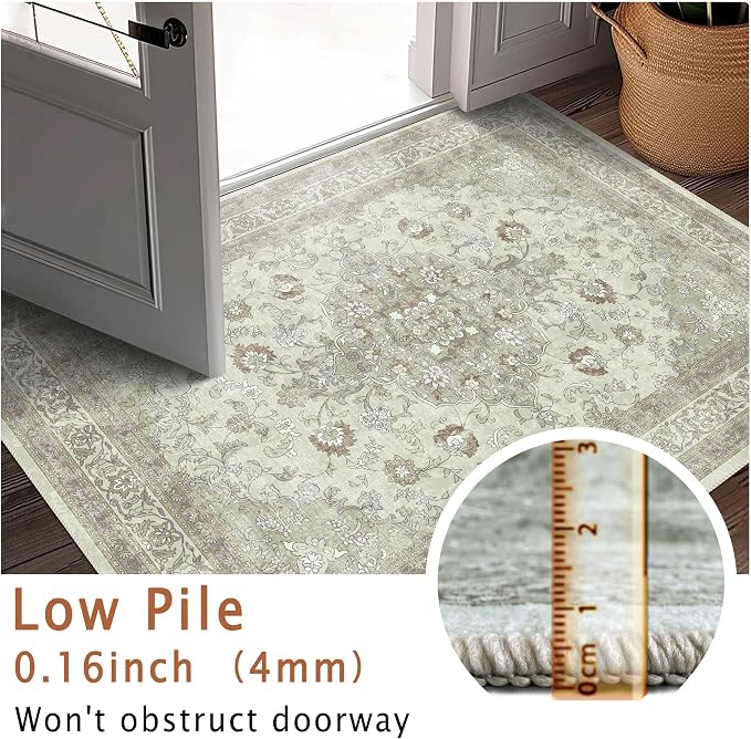 vivorug Runner Rug 2'x8' Vintage Floral Washable Non-Slip Runners - Image 9
