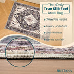 Istana 2x3 Rug - Dark Grey Blue/Rose Mauve Bedroom Rug - Kid & Pet Friendly 2x3 - Image 5