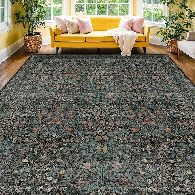 Washable Dark Green 10x12 Rug for Living Room - Image 9