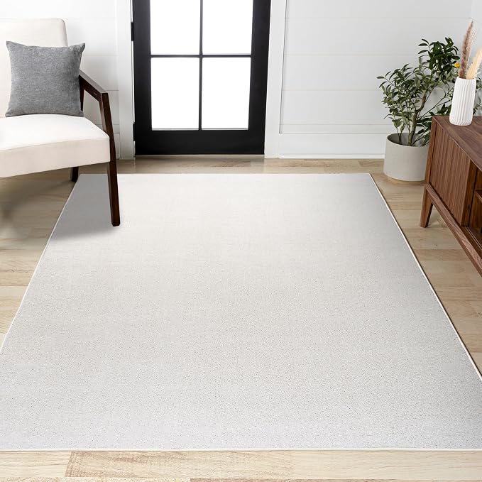 JONATHAN Y Haze Solid Low-Pile Cream Indoor Area Rug 6x9, Minimalist, by JONATHANY