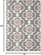 Rugshop Cozy Moroccan Trellis Indoor Shag Area Rug 6'6"X 9' Gray/Cream - Image 2