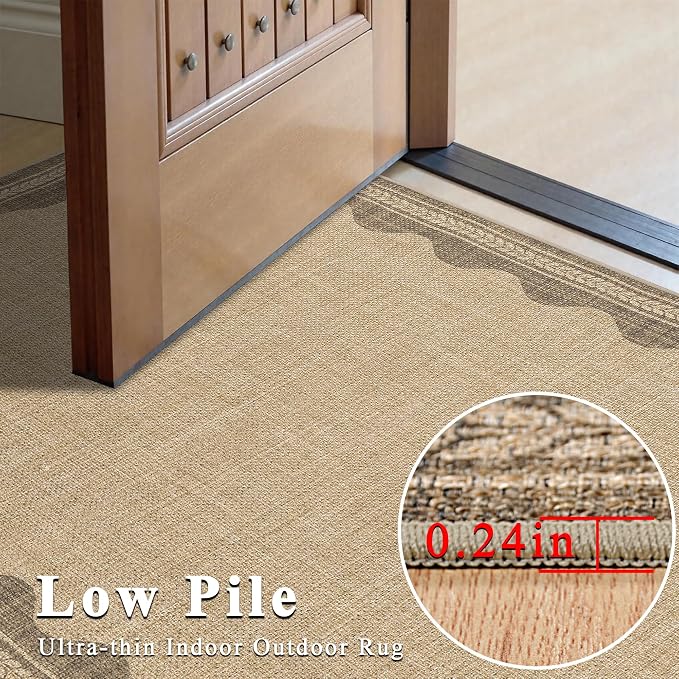 Scalloped Easy Jute Entryway Rug 2x3 Indoor Outdoor Front Door Mat Washable Non - Image 4