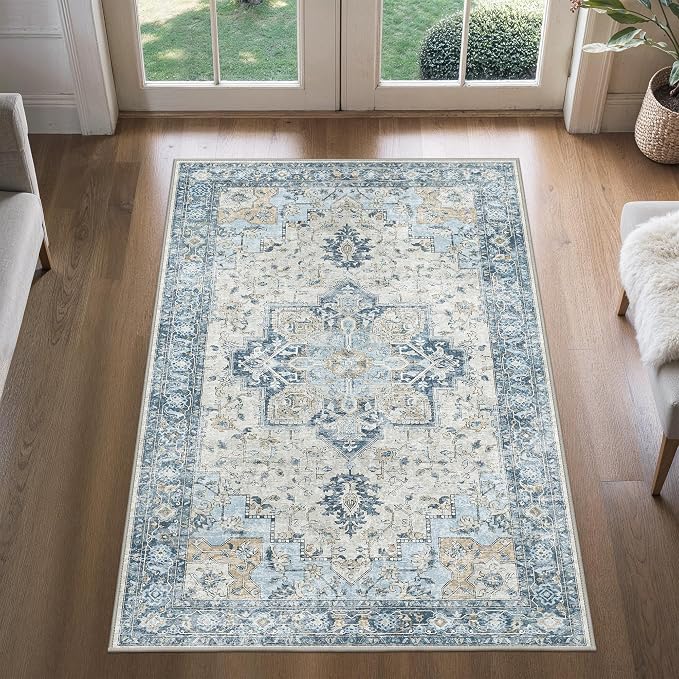 3x5 Area Rugs for Living Room, Machine Washable Rug, Non Slip Vintage Rugs - Image 3