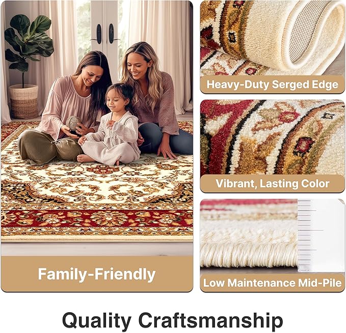 Well Woven Barclay Collection Medallion Kashan Ivory 8x10 Area Rug - Image 5