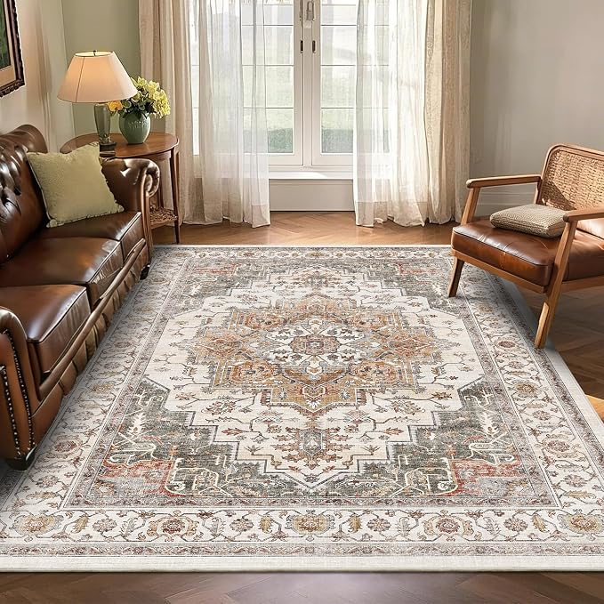 6x9 Area Rugs for Living Room Ultra-Soft Washable Rug Vintage Distressed Boho - Image 2