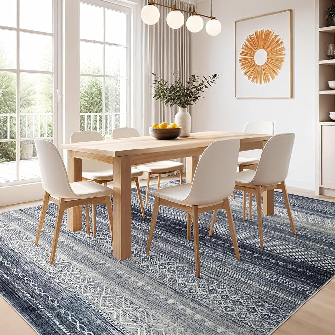 Nakagishi Area Rug Living Room Rugs: 7x9 Machine Washable Boho Large Neutral - Image 6
