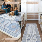 Fame Living Cream Blue Oushak Rug, Large Area Rugs - Image 4