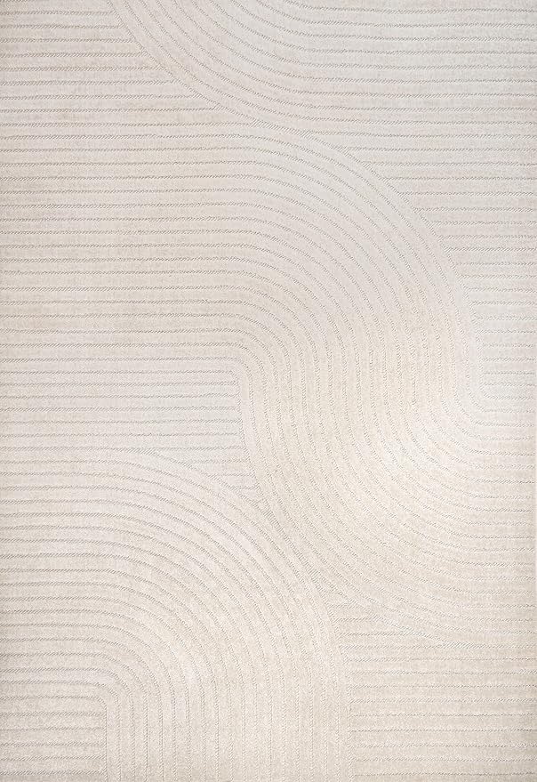 JONATHAN Y Hallie High-Low Curve Ivory/Cream Indoor/Outdoor Area Rug, Minimalist - Image 8