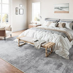 5x7 Washable Area Rug Grey Abstract Modern Living Room Bedroom Throw Rug Non - Image 2