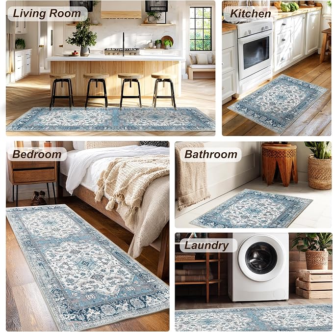 XWZO Runner Rug 2x10ft for Long Hallways, Washable Non-Slip Low Pile Area Rug - Image 2