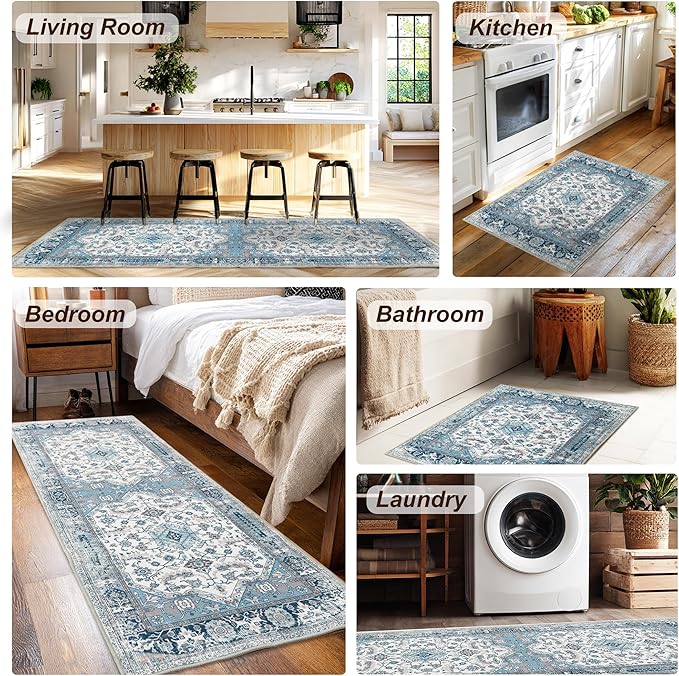 XWZO Washable Hallway Runner Rug 2x8ft — Non-Slip Low Pile Area Rug - Image 2