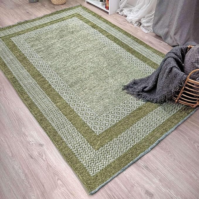 Alfa Rich 5x8 Green Washable Area Rugs - Image 3