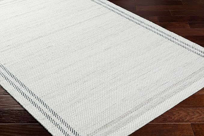 Mark&Day Wool Rugs, 2x8 Janmichael Solid and Border Gray/Ivory Runner Area Rug - Image 3