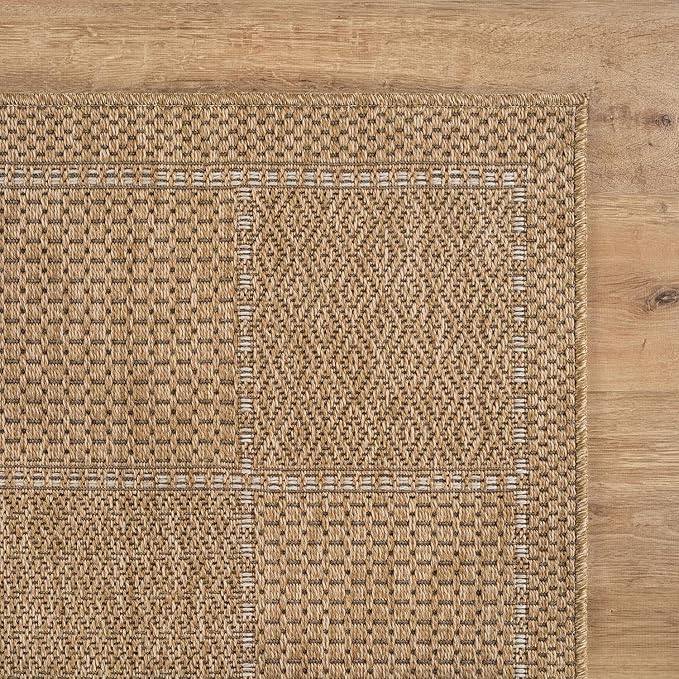 Beverly Rug Easy Jute Checkered Squared Rug 5x7 Washable Durable Indoor Outdoor - Image 6