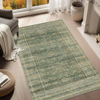 HelloTree Vintage Area Rug 3x5 Green Entryway Office Washable Carpet Non Slip by HelloTree