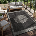 CAMILSON Outdoor Rug 6x9 Medallion Darkgray Modern Area Rugs by CAMILSON