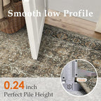 Brown Runner Rug 2x5 Vintage Area Carpet Hallway Indoor Kitchen Washable Living - Image 3