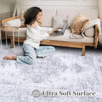 Area Rug 6x9 Living Room Rug, Machine Washable Vintage Distressed Medallion Rug - Image 4