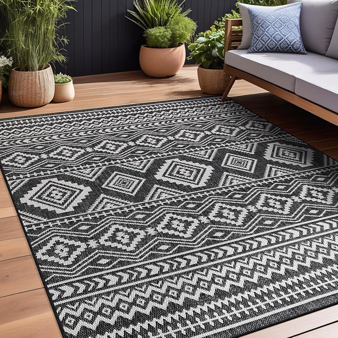Beverly Rug Waikiki Boho Indoor Outdoor Rug 5x7, Washable Outside Carpet - Image 8