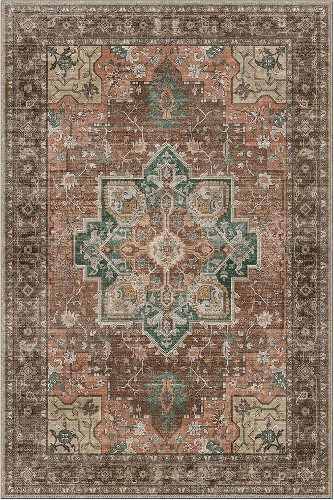 GENIMO 5x7 Area Rugs for Living Room, Machine Washable Non Slip Vintage Rugs - Image 7