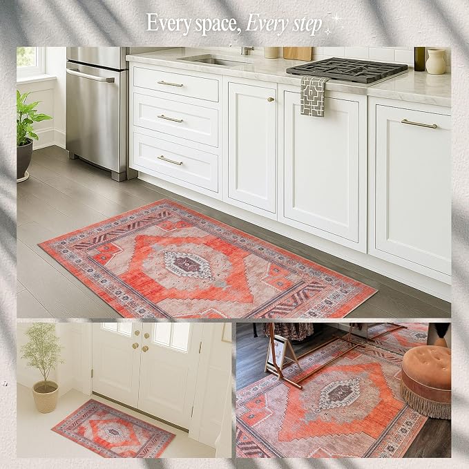 Fame Rugs Turkish Rug. Washable Vintage Oriental Antique Inspired Traditional - Image 5