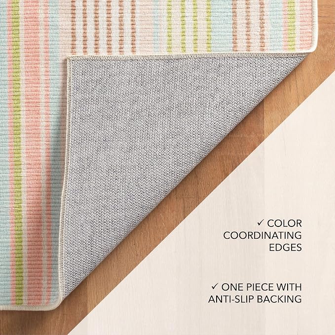 Dash and Albert Ana Ticking Machine Washable Area Rug - Image 6