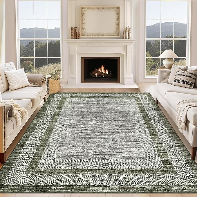 GarveeHome Modern Geometric Area Rug 5x7 Distressed Bordered Rug Washable Non - Image 7