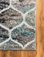 Rugs.com Lattice Frieze Collection Rug – 2' 7 x 12' Runner Blue Multi Medium - Image 8