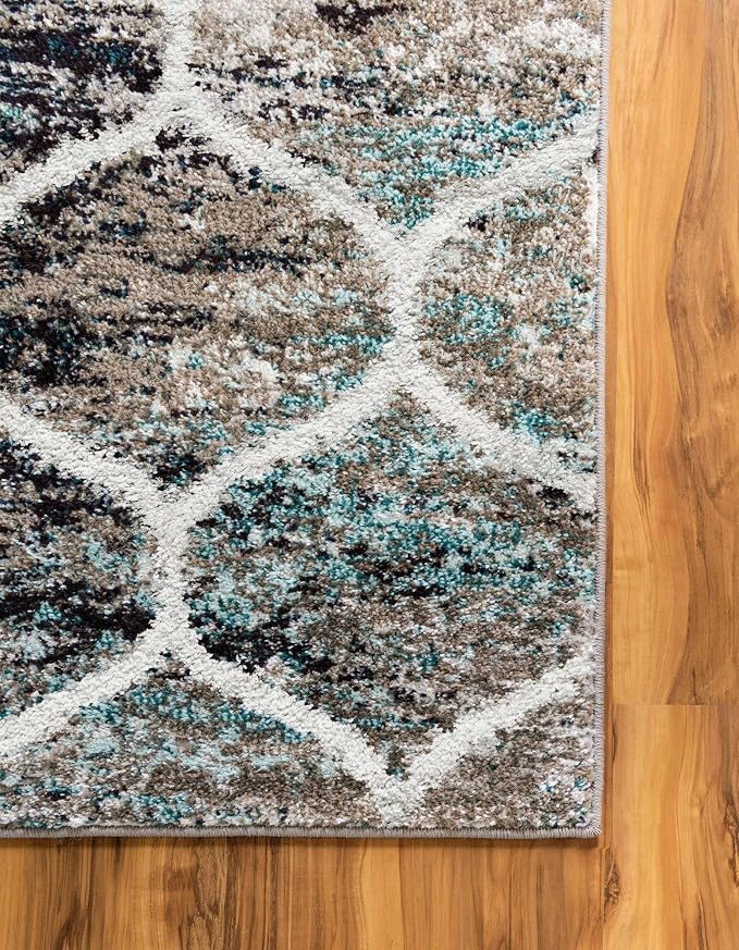 Rugs.com Lattice Frieze Collection Rug – 2' 7 x 12' Runner Blue Multi Medium - Image 8