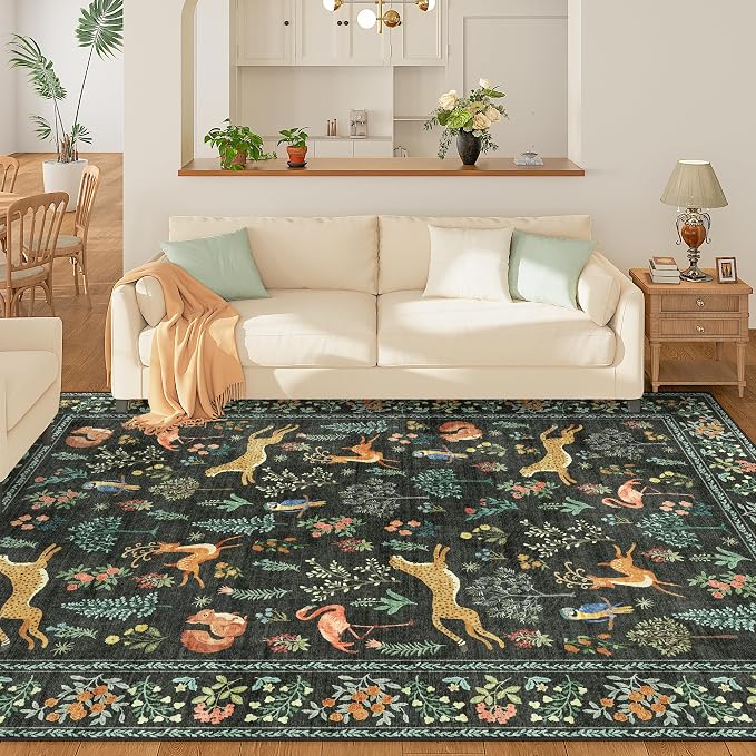 DUKINO 5x7 Rug, Washable Animal Living Room Rug - Image 2