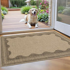 Scalloped Easy Jute Entryway Rug 2x3 Indoor Outdoor Front Door Mat Washable Non by Zeeinx