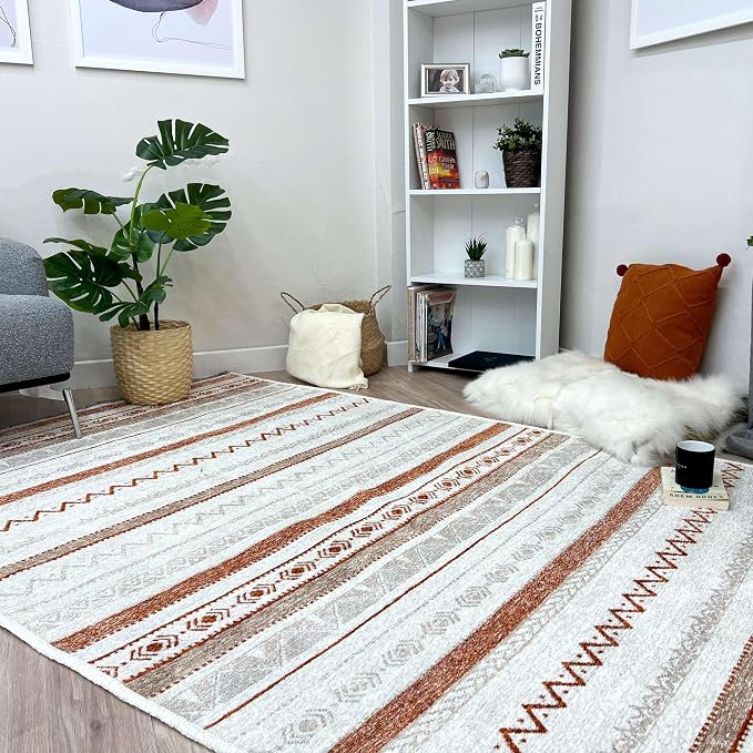 Alfa Rich 7x10 Beige Terracotta Washable Area Rugs - Image 5