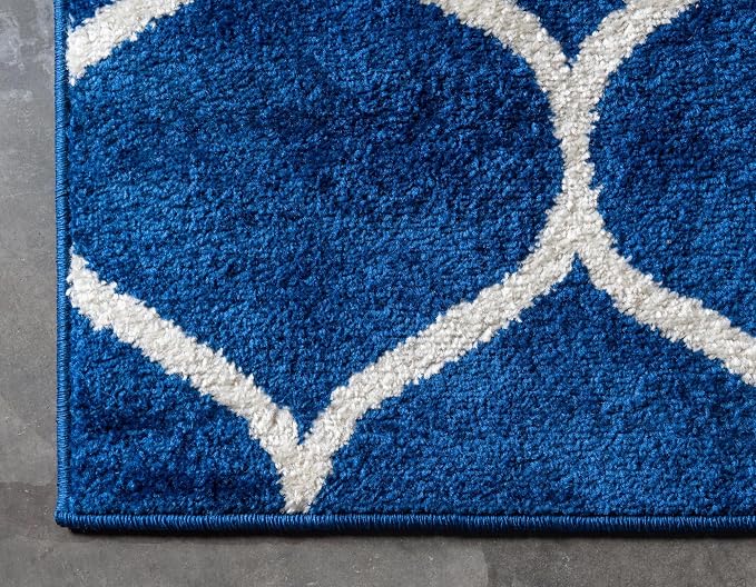 Rugs.com Lattice Frieze Collection Rug – 10' x 13' Navy Blue Medium Rug Perfect - Image 8